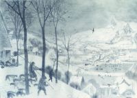 Luc Dartois 1991 - Les chasseurs dans la neige, d‘après Pieter Brueghel l‘Ancien - Crayon sur papier