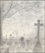 Luc Dartois 1996 - Cemetary in Normandy, preparatory drawing - Pencil on paper