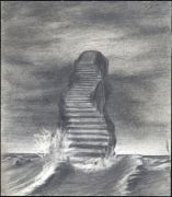 Luc Dartois 1997 - The pillar, preparatory drawing - Pencil on paper