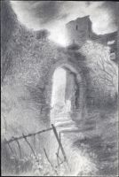 Luc Dartois 1998 - Ruin, after Simon Marsden - Pencil on paper