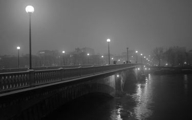Luc Dartois 2018 - Paris by night flood under the snow, Invalides bridge