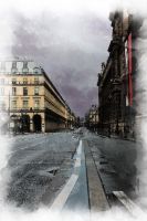 Luc Dartois 2021 - Paris, rue de Rivoli pendant le confinement - Aquarelle numérique