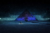 Luc Dartois 2021 - The Louvre pyramid, winter night - Digital painting