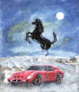 Ferrari 250 GTO - Luc Dartois - Peinture email glycerophtalique sur papier 1992