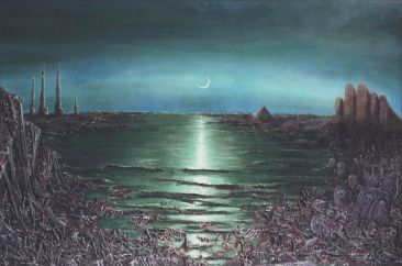Le Lac - Luc Dartois - Peinture et matieres sur toile 1995