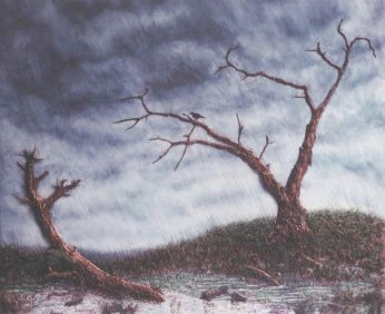 Two trees under the rain - Luc Dartois - Paintings and matters on canvas 1996