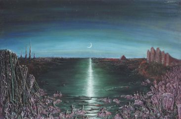Le Lac - Luc Dartois - Peinture et matieres sur toile 1995