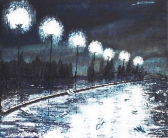 La Rue - Luc Dartois - Peinture et matieres sur toile 1997