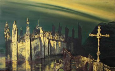 Le Burg a la Croix - Luc Dartois, d‘apres Victor Hugo - Peinture et matieres sur toile 1997