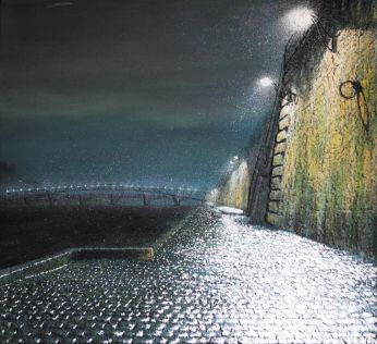 The Banks - Bank of the Seine in Paris at night - Luc Dartois - Paintings and matters on canvas 2011