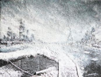 Snowstorm - Grenelle bridge in Paris - Luc Dartois - Paintings and matters on canvas 2015