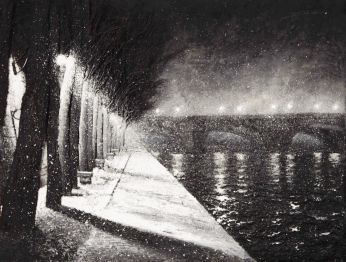 Quais de Seine, Pont Royal - Luc Dartois - Peinture et matieres sur toile 2018