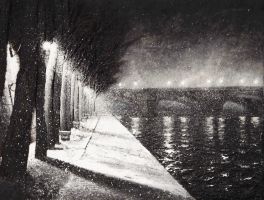 Quais de Seine, Pont Royal - Luc Dartois - Peinture et matieres sur toile 2018