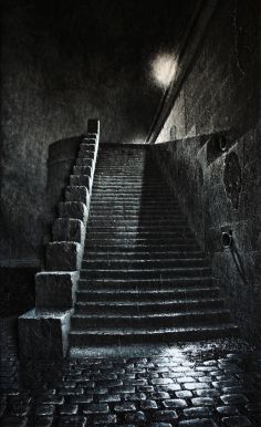 L‘escalier du Quai de l‘Horloge - Luc Dartois - Peinture et matieres sur toile 2020