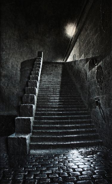 L‘escalier du Quai de l‘Horloge - Luc Dartois - Peinture et matieres sur toile 2020