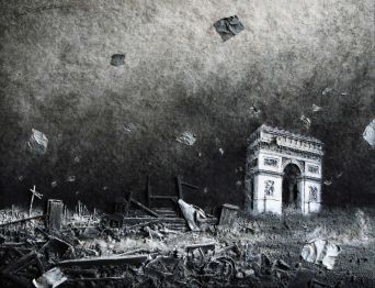 La Deuxième vague, 1ère version - Luc Dartois - Peinture et matières sur toile 2020