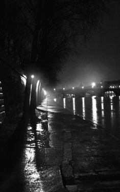 Luc Dartois 2008 - Paris by night under the rain, Banks of Seine and Royal Bridge