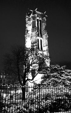 Luc Dartois 2009 - Paris by night under the snow, Saint-Jacques towe (2)