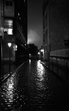 Luc Dartois 2019 - Paris la nuit sous la pluie, Rue Berton (3)