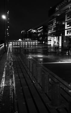 Luc Dartois 2020 - Paris la nuit sous la pluie, Esplanade Henri de France