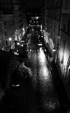 Luc Dartois 2020 - Paris la nuit sous la pluie, rue Beethoven
