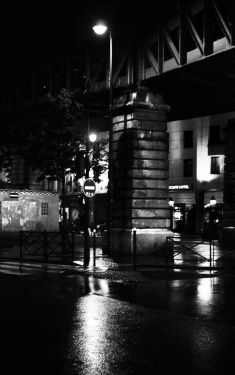 Luc Dartois 2020 - Paris by night under the rain, Dupleix metro station (1)